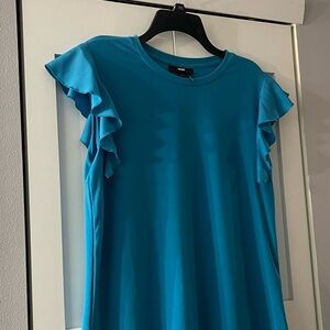 DKNY Ruffled Blue Blouse